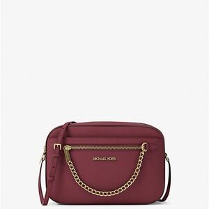 Michael Kors Wine Crossbody Bag with Gold Chain